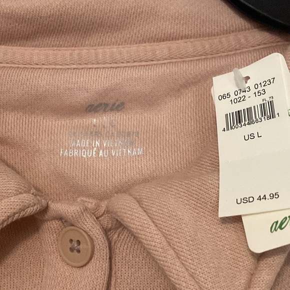 Aerie Tan Boxy Crop Button Down Shirt - Picture 2 of 2